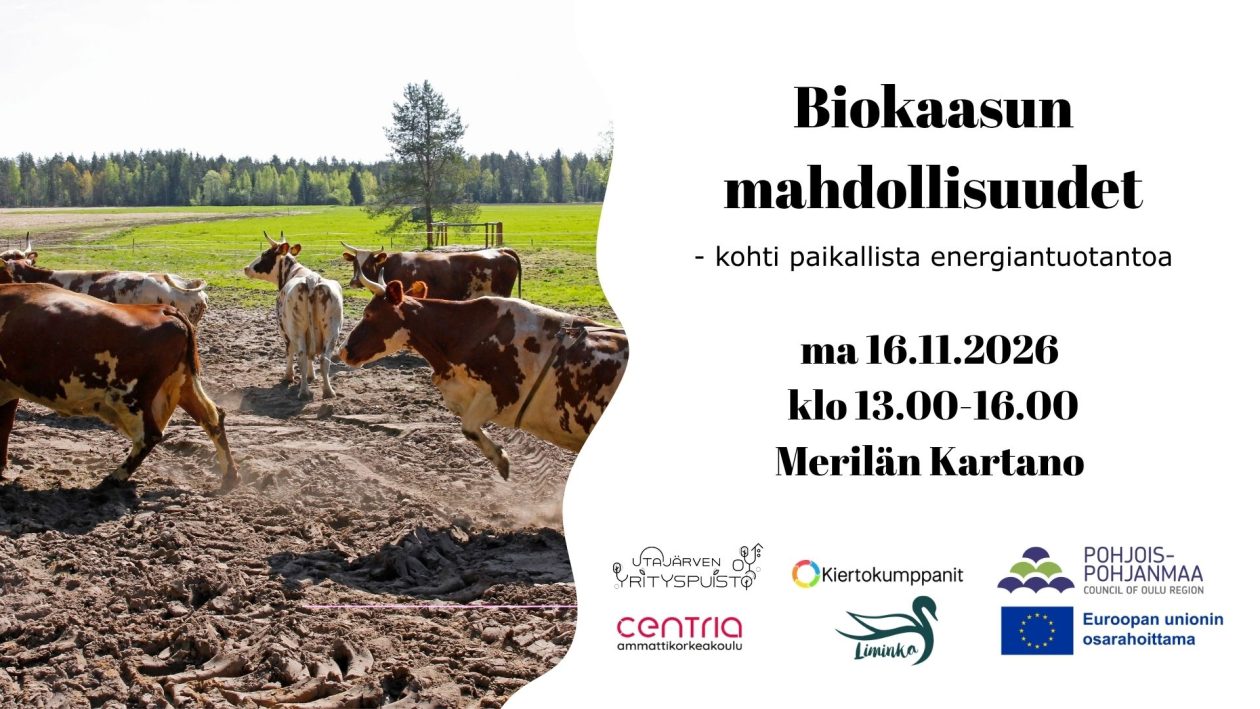Biokaasun mahdollisuudet -tapahtuman mainos.